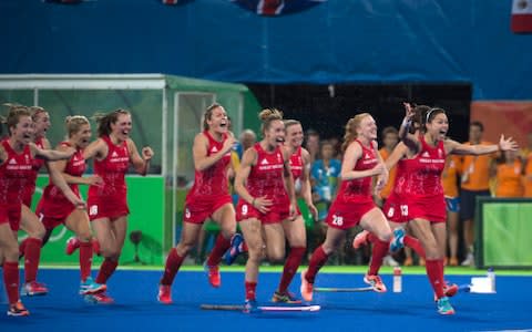 The Daily Telegraph GBR win Gold after a penalty shootout Women's Hockey Final Team GBR vs Netherlands Rio 2016 Olympics. Brazil - Credit: Julian Simmonds