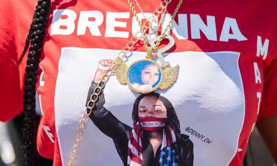 A cousin of Breonna Taylor marches during a National Mother’s March in St Paul, Minnesota, on 12 July.