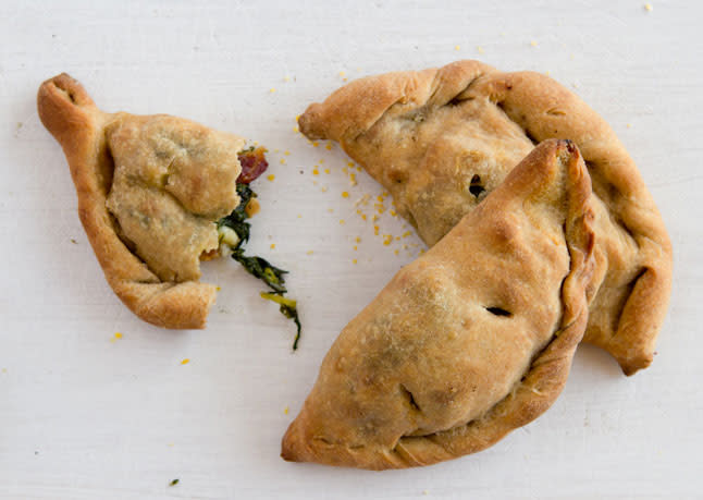 Bacon, Cheese, and Spinach Calzones