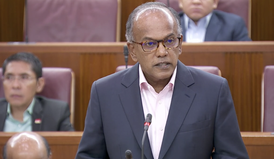 Home Affairs and Law Minister K Shanmugam. (SCREENGRAB: Parliament)