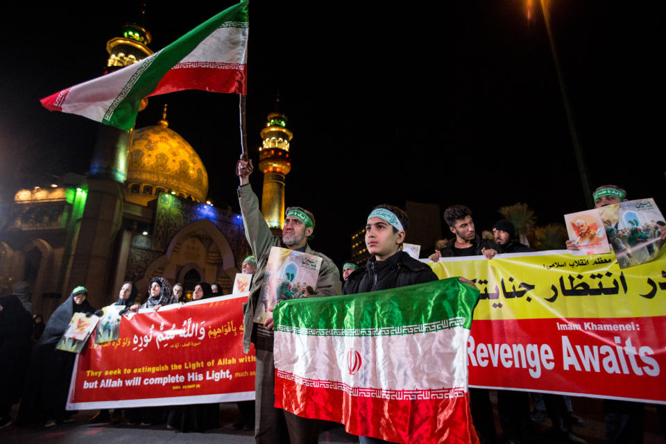 People of Iran in various parts of the country, especially the people of the Iranian capital, lit candles and mourned the night of General Qasem Soleimani's burial, in Tehran, Iran, on June 7, 2019. Mourners packed the streets of Tehran for ceremonies to pay homage to Soleimani, who spearheaded Iran's Middle East operations as commander of the Revolutionary Guards' Quds Force and was killed in a US drone strike on January 3 near Baghdad airport. (Photo by Hamid Vakili/NurPhoto via Getty Images)