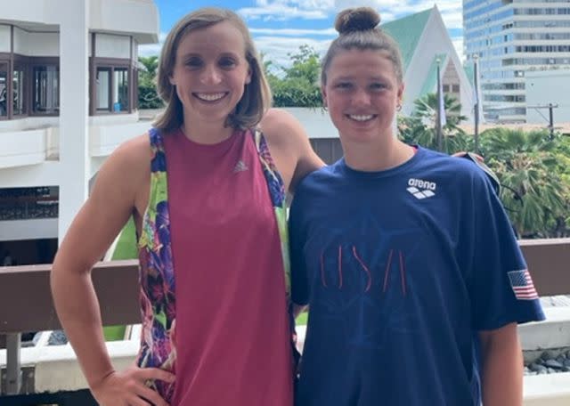 <p>Courtesy of Katie Ledecky</p> Katie Ledecky and Phoebe Bacon