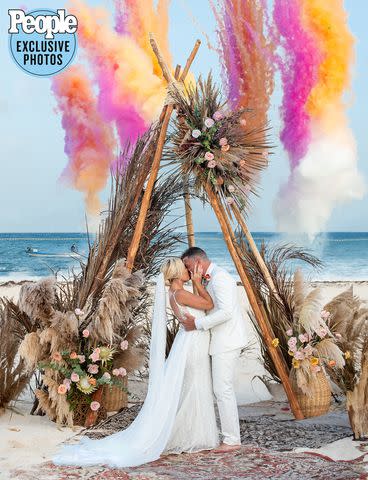 <p>Kathy Thomas Photography</p> Kortney Wilson and Ryan Vella at their wedding in Mexico on July 9, 2023