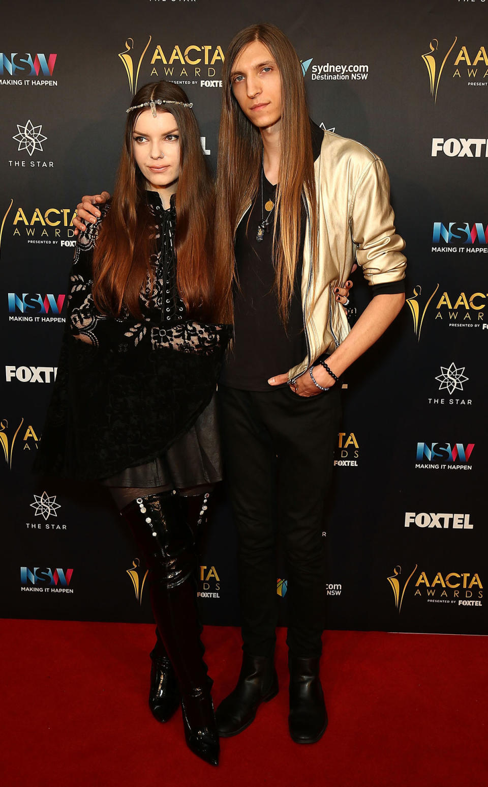 Sianoa Smit-McPhee and John Rush arrive ahead of the 6th AACTA Awards Presented by Foxtel | Industry Dinner Presented by Blue Post at The Star on December 5, 2016 in Sydney, Australia.  (Photo by Brendon Thorne/Getty Images for AFI)