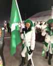 <p>Ngozi Onwumere Nigeria, bobsled: Arise, O Compatriots!! #Teamnigeria in the building! words cant even explain… TRULY BLESSED #openingceremony (Photo via Instagram/ngozi.onwumere) </p>