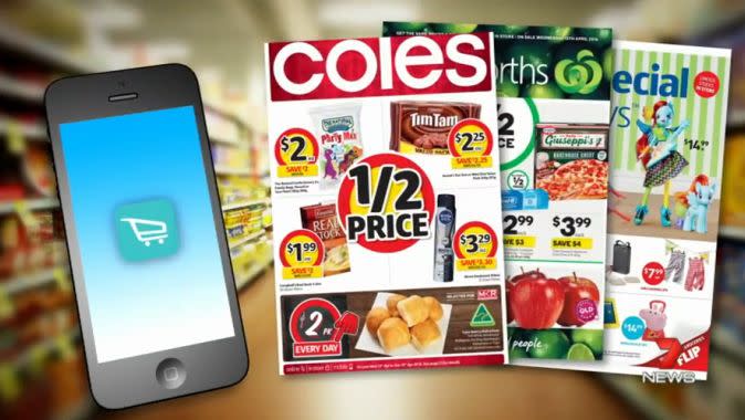 The app combines all the specials from the three leading supermarket chains; Coles, Woolworths and Aldi. Photo: 7 News