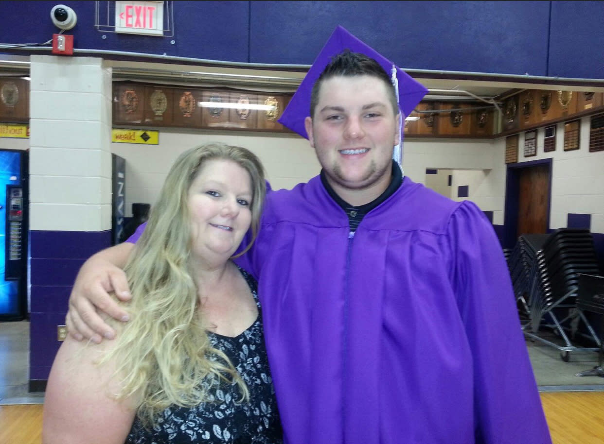 Austin McEwen with his mother, Alice.  (Courtesy Clifford Law Offices)