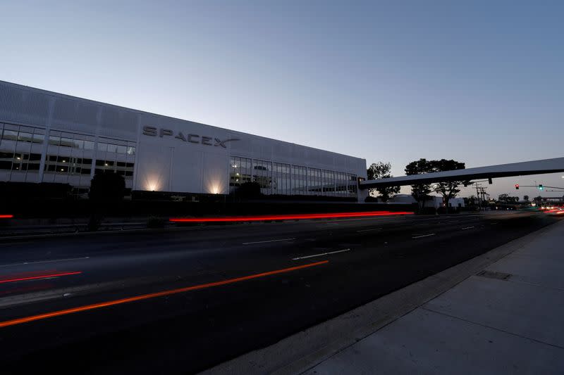 FILE PHOTO: SpaceX headquarters is shown in Hawthorne, California.