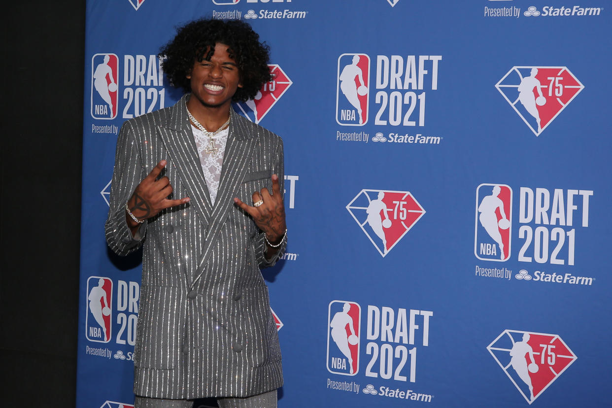 No. 2 overall pick Jalen Green looked the part of a human highlight reel at the 2021 NBA draft. (Brad Penner/USA Today Sports)