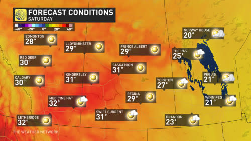 Prairies Saturday forecast highs Sept 3 2024