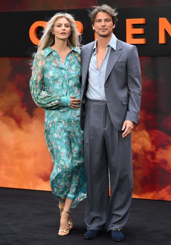 <p>Karwai Tang/WireImage</p> Tamsin Egerton and Josh Harnett in 2023