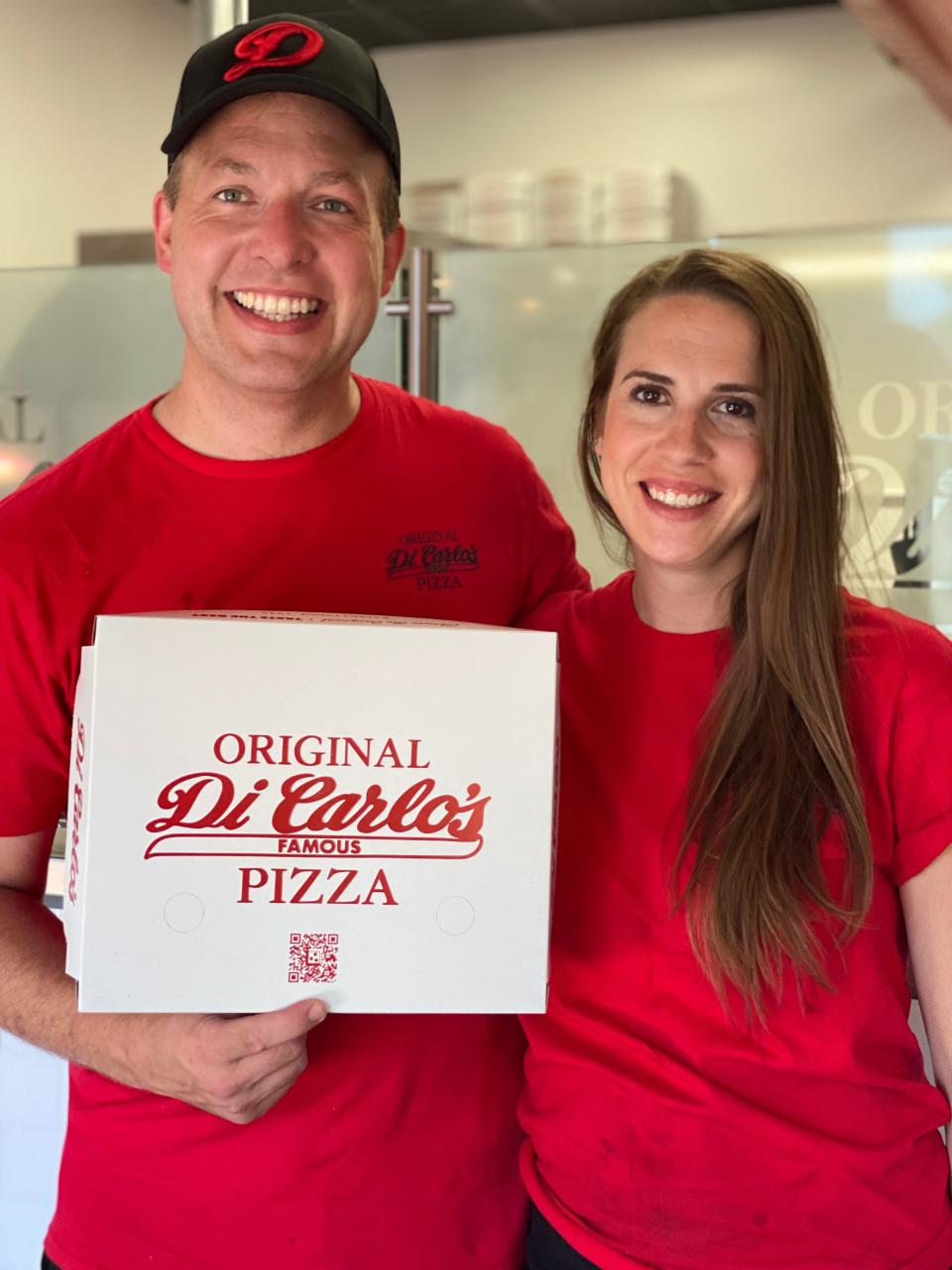 Michael and Sarah Carlson are scheduled for a grand-opening celebration at DiCarlo’s Pizza, 20 S. State St,. on July 1.