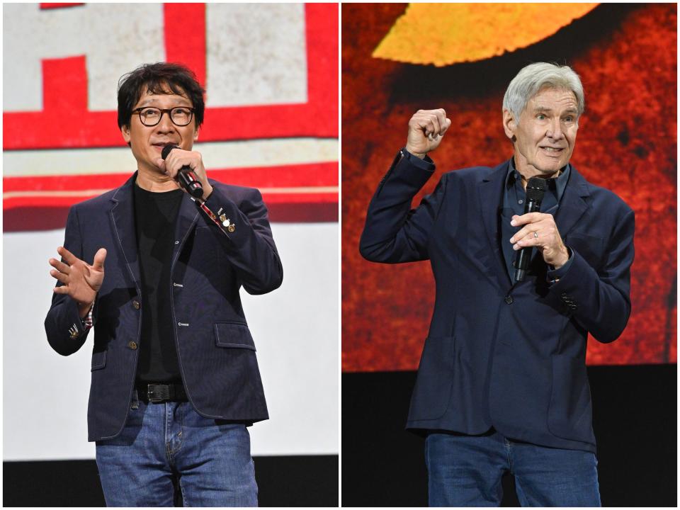 Ke Huy Quan and Harrison Ford talked about their upcoming Disney projects at the company's D23 Expo on September 10, 2022.