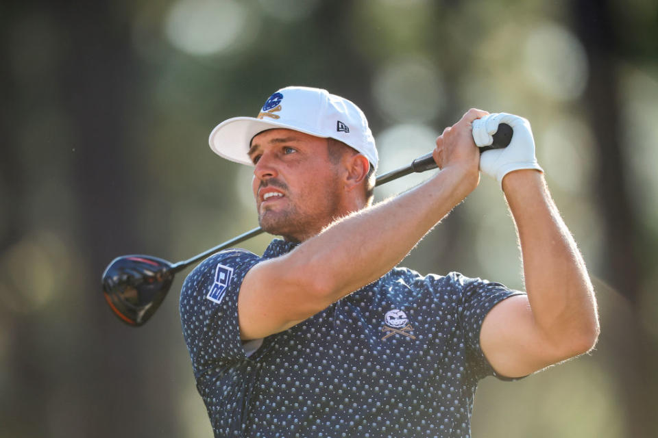 PINEHURST, NORTH CAROLINA - JUNE 13: Bryson DeChambeau of the United States plays his shot from the eighth tee during the first round of the 124th U.S. Open at Pinehurst Resort on June 13, 2024 in Pinehurst, North Carolina. (Photo by Alex Slitz/Getty Images)