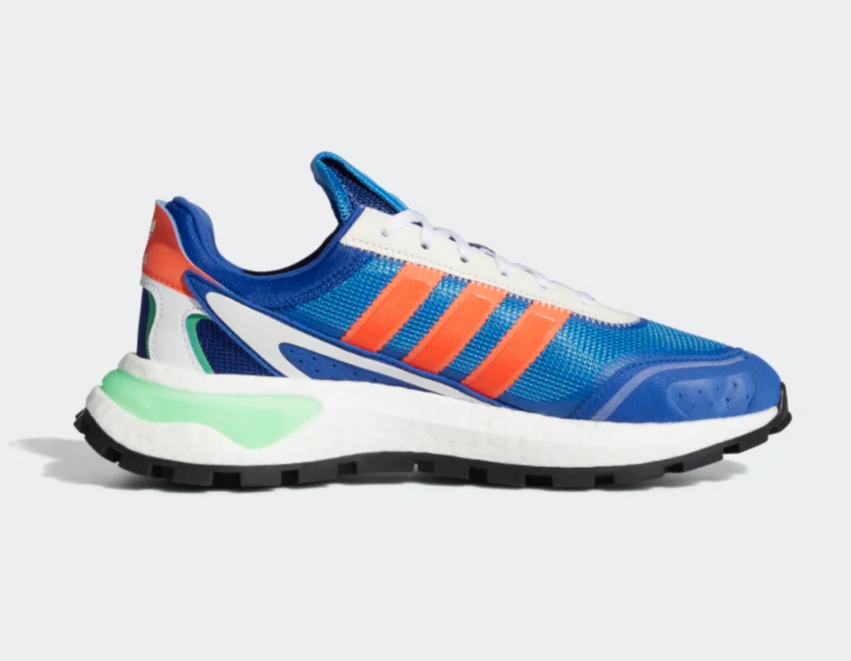 Retropy P9 Shoes in blue and orange stripes (Photo via Adidas)