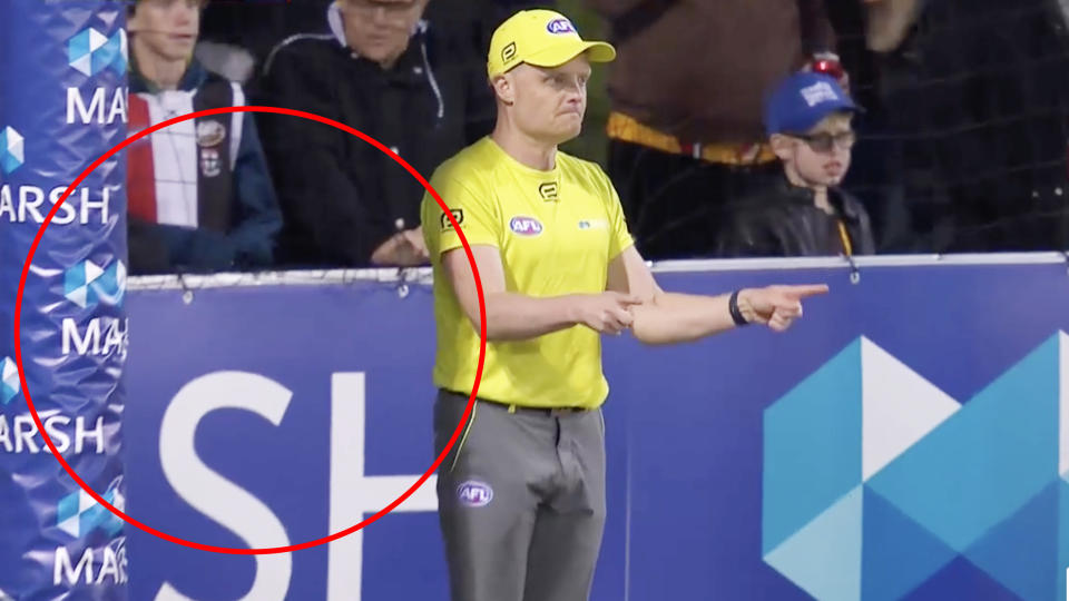 Goal umpires will no longer be required to return to the centre of the goal line to signal a score in 2020, a change to the AFL rule that has been in place since 1994. Picture: AFL.com.au