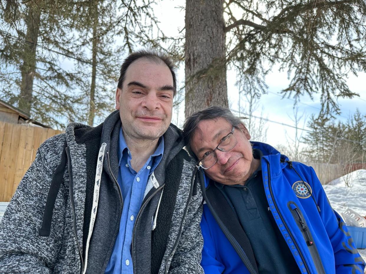 Russell Salfi, left, and Mark Moberly recently got married in Fort Smith as part of a community celebration.  (Julie Beaver/CBC  - image credit)