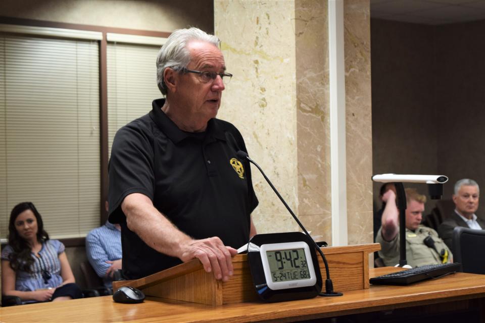 Minnehaha County Sheriff Mike Milstead warns Minnehaha County commissioners during their weekly meeting that fentanyl-involved overdoses are on the rise and they aren't stopping. Photo taken on Tuesday, May 24, 2022.