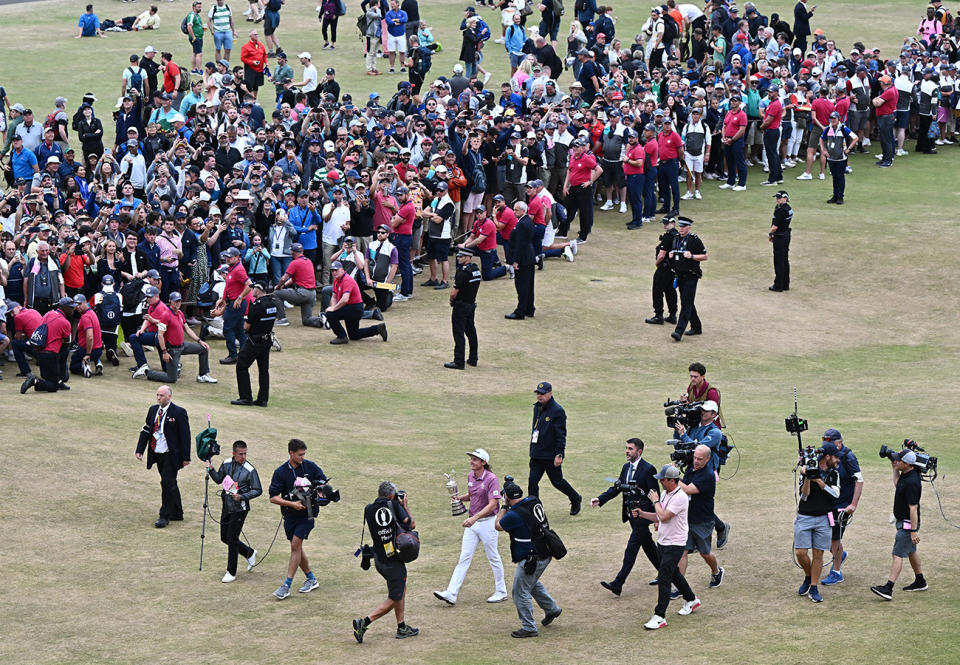 Cameron Smith, pictured here celebrating with The Claret Jug after winning The 150th Open at St Andrews.