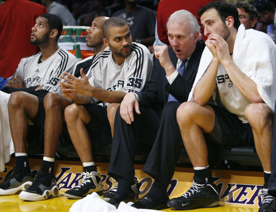 Gregg Popovich coached Tim Duncan and the San Antonio Spurs to five NBA championships. (Danny Moloshok/Reuters)