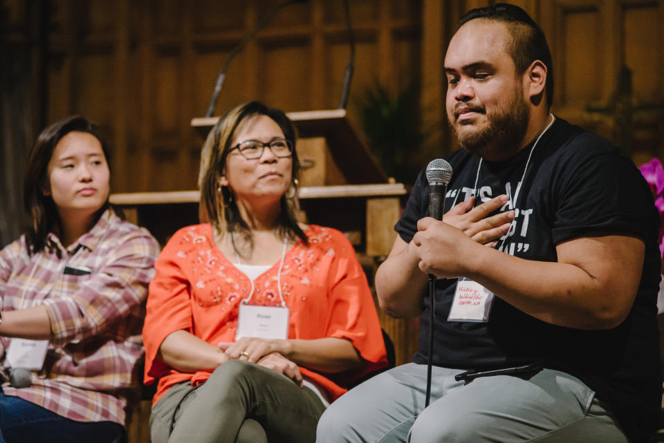 Panelists speak at a workshop titled "How to Navigate a Church That Doesn't Fit" during the second&nbsp;Progressive Asian American Christians conference, held May 3-5, 2019, in Los Angeles. (Photo: <a href="http://www.ayatsato.com/" target="_blank">Aya Tiffany Sato</a>)