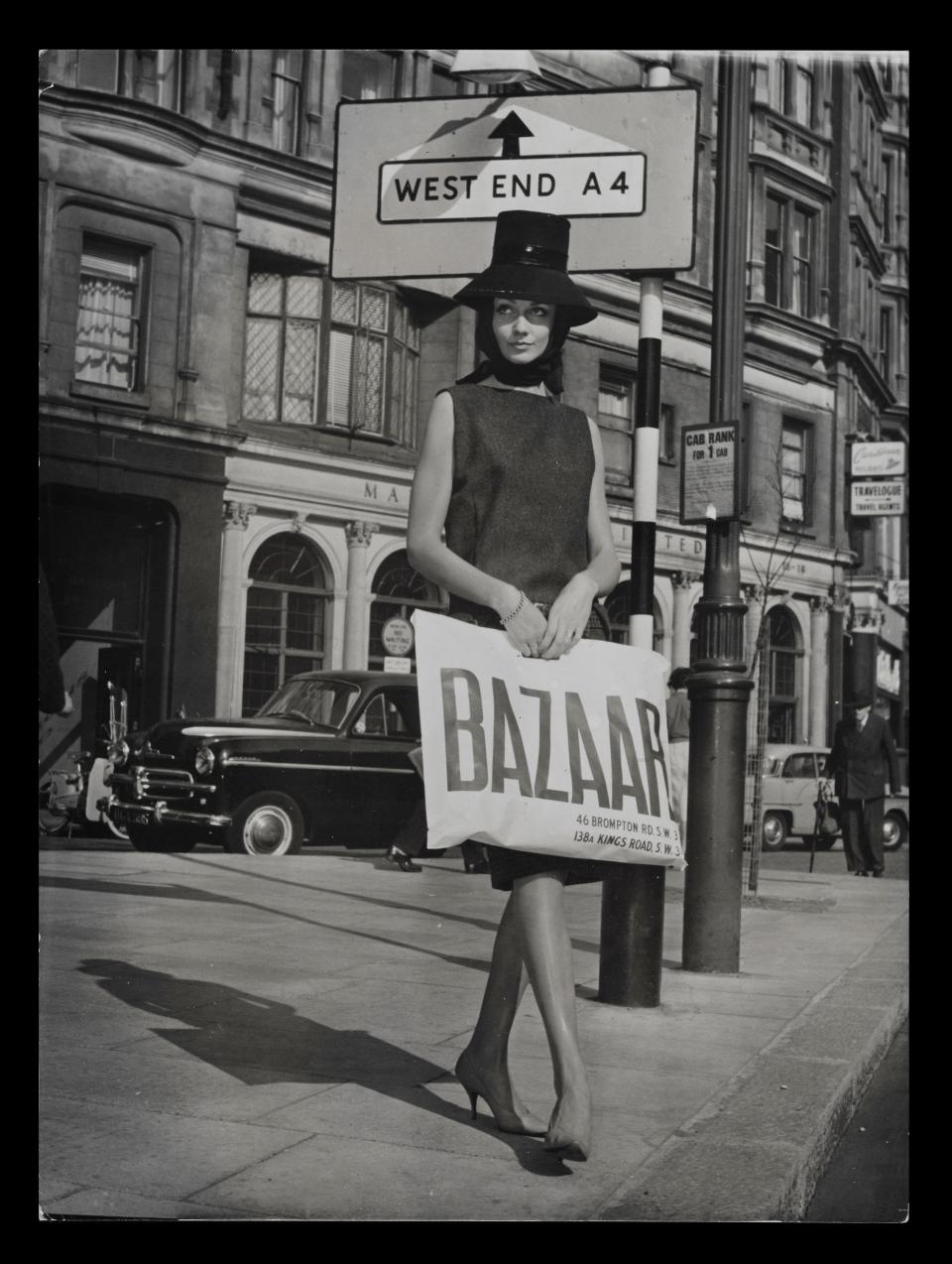 Model with a Bazaar bag, circa 1959