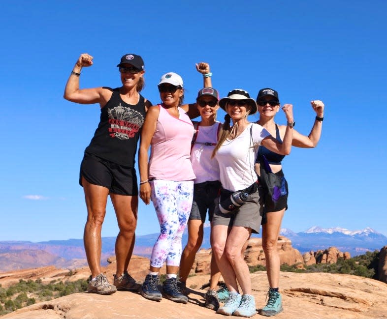 Karen Malisa, far left, is seen in this 2021 photo with other members of West Valley Cycle, a bicycling group she was a part of Saturday, Feb. 25, 2023 when a truck struck her and 21 others on a Goodyear bridge, killing her and another bicyclist.