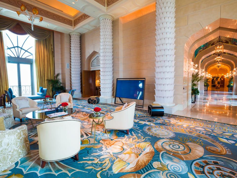 Luxury hotel lobby in Dubai.