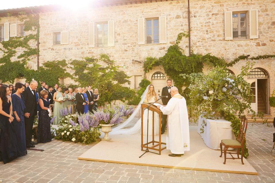 The couple exchanging their vows.