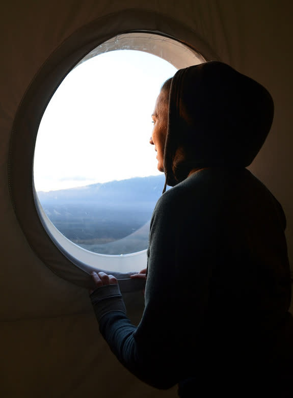 Viewing "Mars" through the porthole.