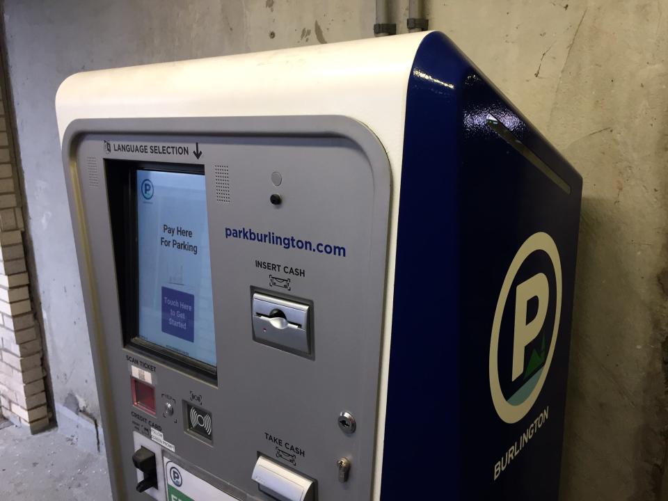 The payment kiosk at Burlington's College Street parking garage, photographed Jan. 24, 2020.