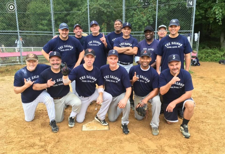 Ed Hermedian (front row, second from left) and his Pearl River Saloon 2018 Rockland 35-and-over Division A championship team