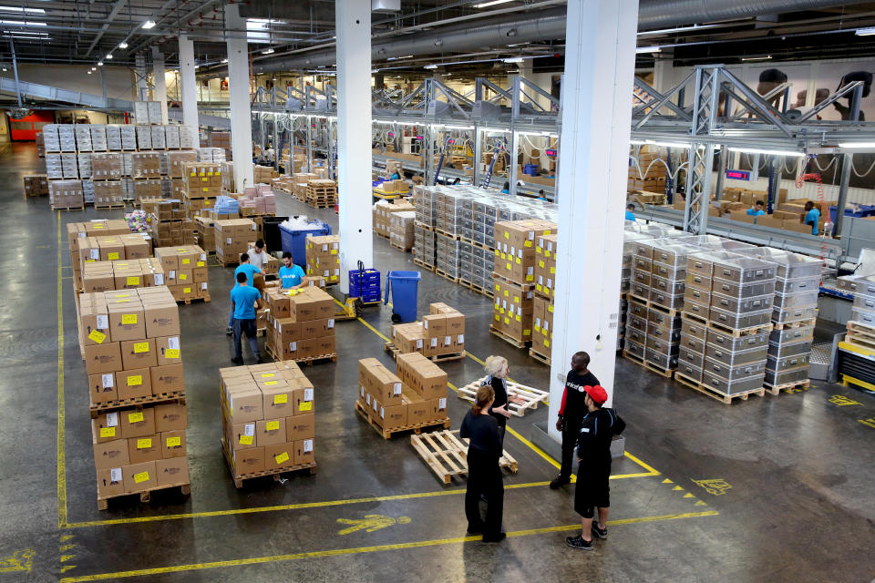 Etleva Kadilli, Director of UNICEF Supply Division, at the world's largest humanitarian warehouse in Copenhagen, Denmark. (UNICEF)