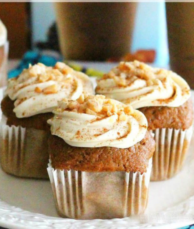 <p>Melissa's Southern Style Kitchen</p><p><strong>Caramel Macchiato Cupcakes with Cream Cheese Frosting</strong></p><p>Get the recipe <a href="https://www.melissassouthernstylekitchen.com/cinnamon-caramel-macchiato-cupcakes-with-cream-cheese-frosting/" rel="nofollow noopener" target="_blank" data-ylk="slk:here;elm:context_link;itc:0;sec:content-canvas" class="link rapid-noclick-resp"><em><strong>here</strong></em></a></p>