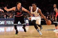 February 15, 2015; New York, NY, USA; Eastern Conference guard John Wall of the Washington Wizards (2) dribbles against Western Conference guard Stephen Curry of the Golden State Warriors (30) during the second half of the 2015 NBA All-Star Game at Madison Square Garden. Mandatory Credit: Bob Donnan-USA TODAY Sports