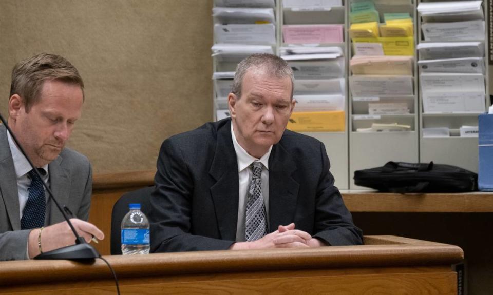 Stephen Deflaun listens to the judge rule he was legally sane when he killed two people on Morro Strand State Beach, during a hearing in San Luis Obispo Superior Court on April 28, 2023.