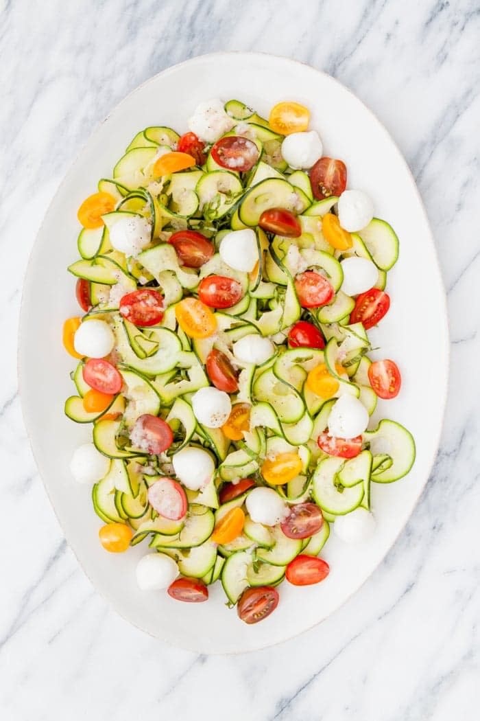 Zucchini ribbons FTW. Recipe: Zucchini and Tomato Salad With Lemon Basil Vinaigrette