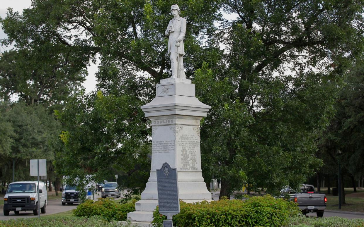 A Houston man was taken into custody on allegations he tried to plant explosives at the statue of Confederate officer Richard Dowling in Hermann Park, according to a high-level law enforcement official familiar with the investigation - Houston Chronicle