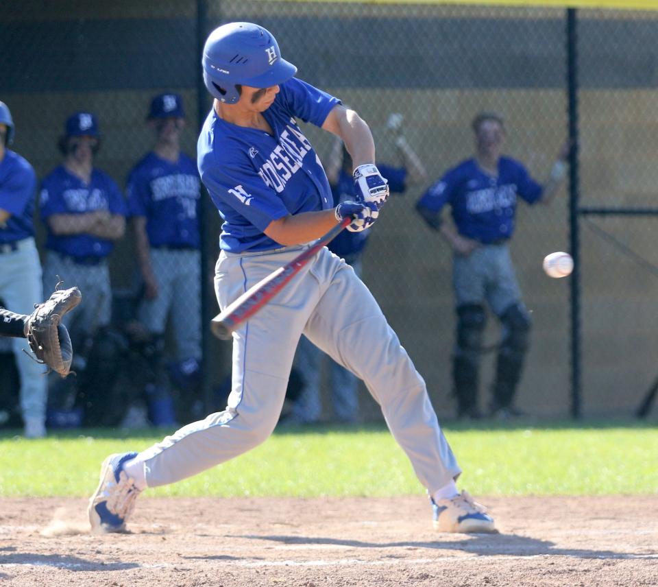 Matt Procopio of Horseheads takes a swing during an 8-5 win over Corning in a STAC West baseball tiebreaker May 11, 2022 at Corning-Painted Post High School.