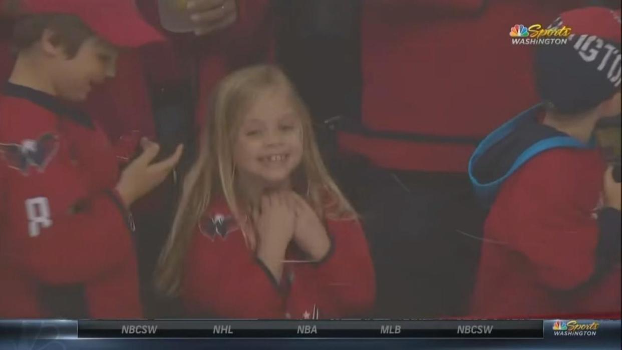 Keelan Moxley and her family will attend Game 5 on Saturday as guests of Washington owner Ted Leonsis after a video of Washington forward Brett Connolly flipping the 6-year-old fan a puck went viral. (NBC)