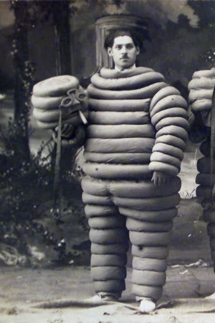 man in padded suit