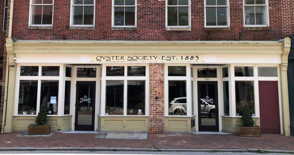 Oyster Society restaurant store front in Old Towne Petersburg on July 20, 2023.