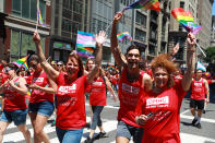 <p>People wave rainbow flags during the N.Y.C. Pride Parade in New York on June 25, 2017. (Photo: Gordon Donovan/Yahoo News) </p>