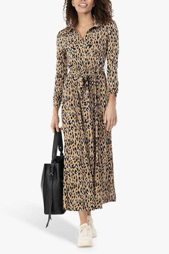 Style the Leopard Print Midi Shirt Dress with white trainers or heels depending on the occasion. (John Lewis & Partners)