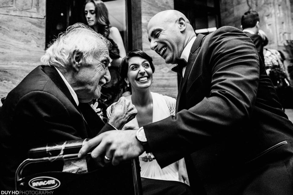 <p>"This groom shared a special moment with his grandfather -- whom he was named after -- during the reception. It is one of the couple's favorite photos from the wedding day." - Duy Ho</p>