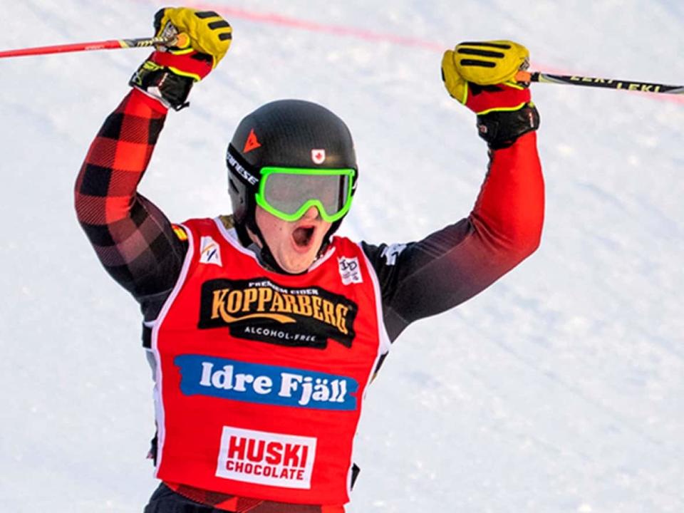 Ski cross racer Reece Howden of Cultus Lake, B.C., shown in this file photo, scored a World Cup ski cross gold medal on Sunday in Sweden. (Pontus Lundahl/TT News Agency/AFP via Getty Images - image credit)