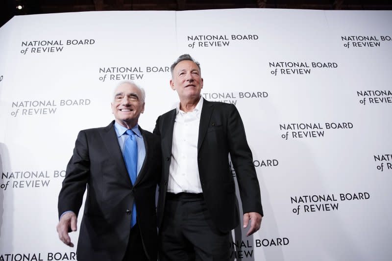 Bruce Springsteen (R) and Martin Scorsese attend the National Board of Review gala in 2020. File Photo by John Angelillo/UPI