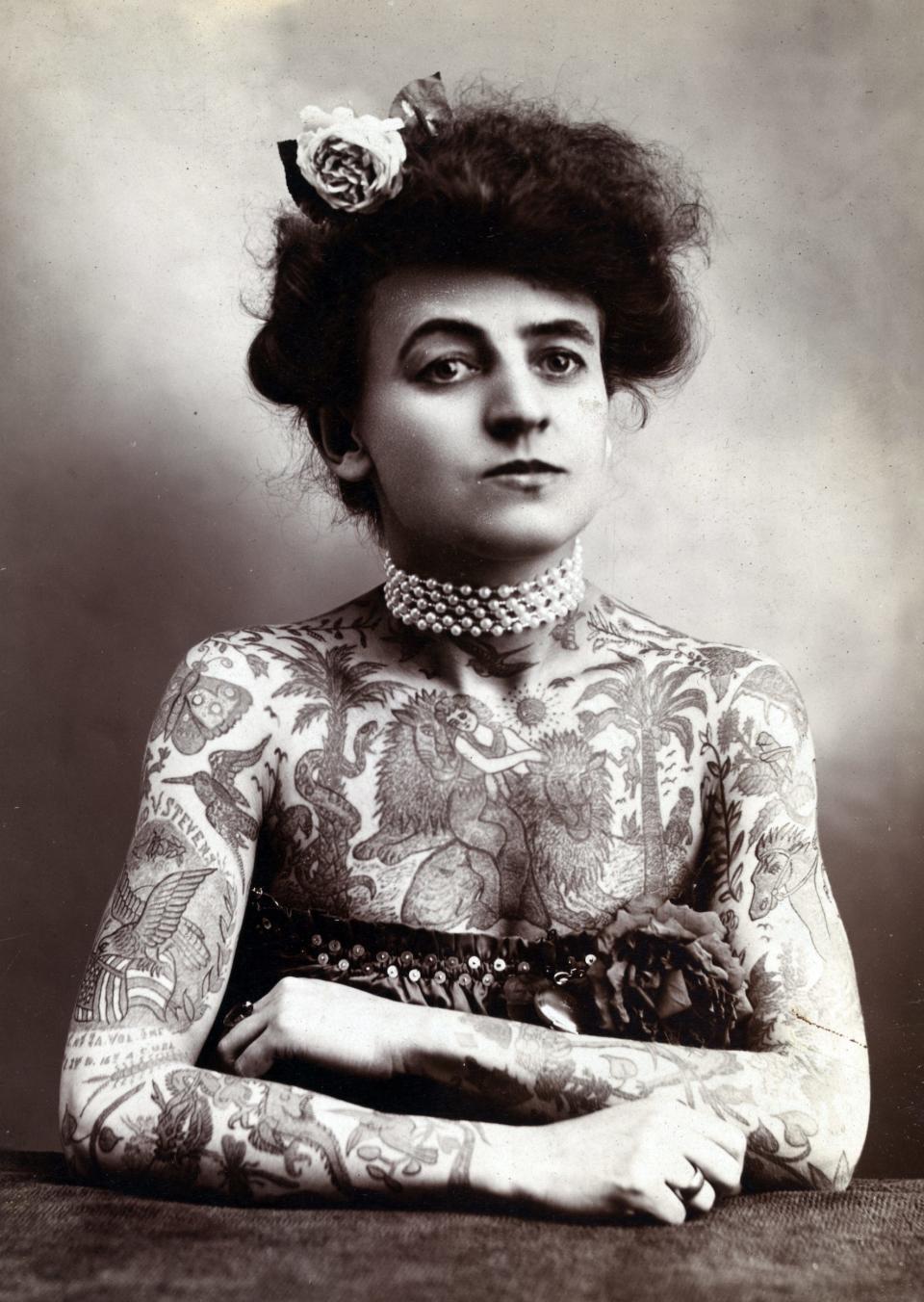 American circus performer Maud Stevens Wagner, one of the first American female tattoo artists