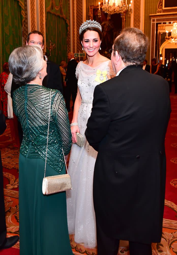 Kate Middleton Dazzles in Sequined Gown at White Tie Reception