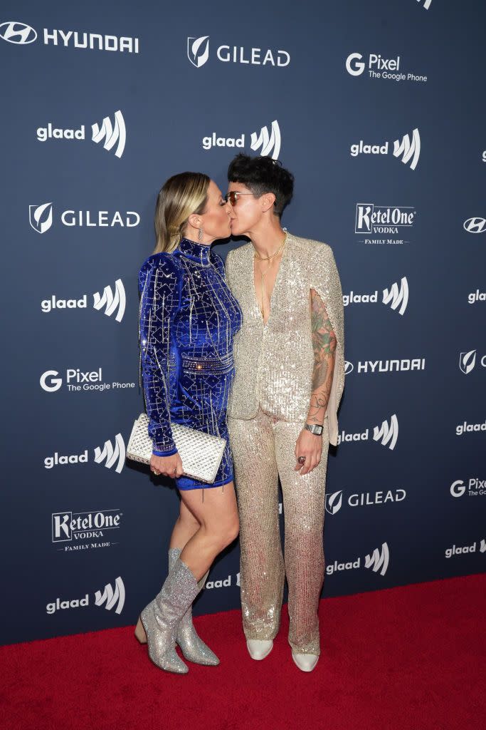 34th annual glaad media awards arrivals braunwyn windham burke and jennifer spinner